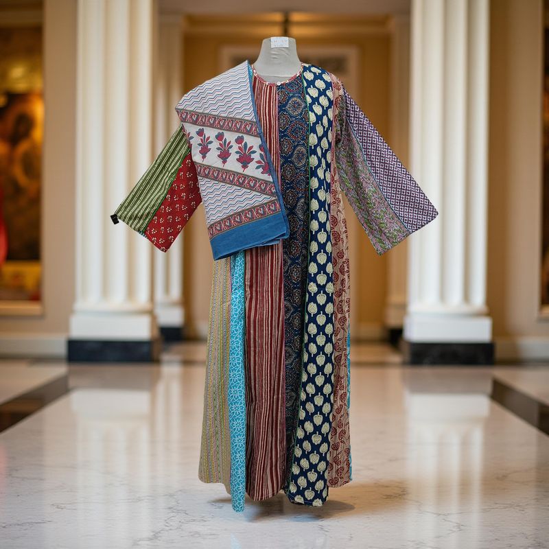 S/M Malaysia Printed Cotton Dress 57" Long Jalabiya With Sheila