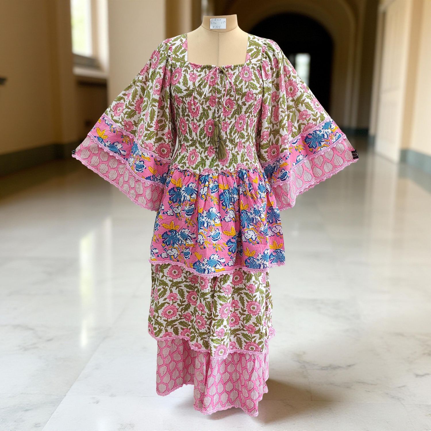 2XL/3XL Rahima Printed Cotton Dress 57" Long Jalabiya