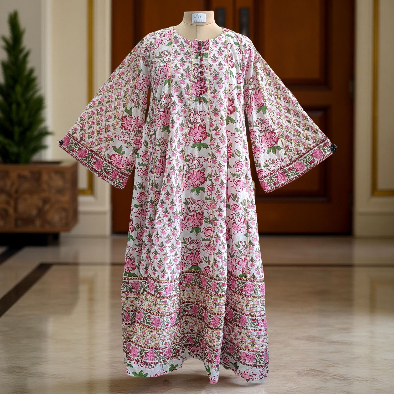 L/XL Special Printed Cotton Dress 57" Long Jalabiya