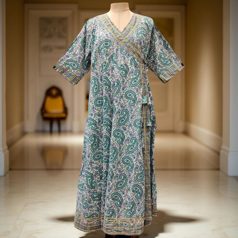 S/M Priam Printed Cotton Dress 57" Long Jalabiya