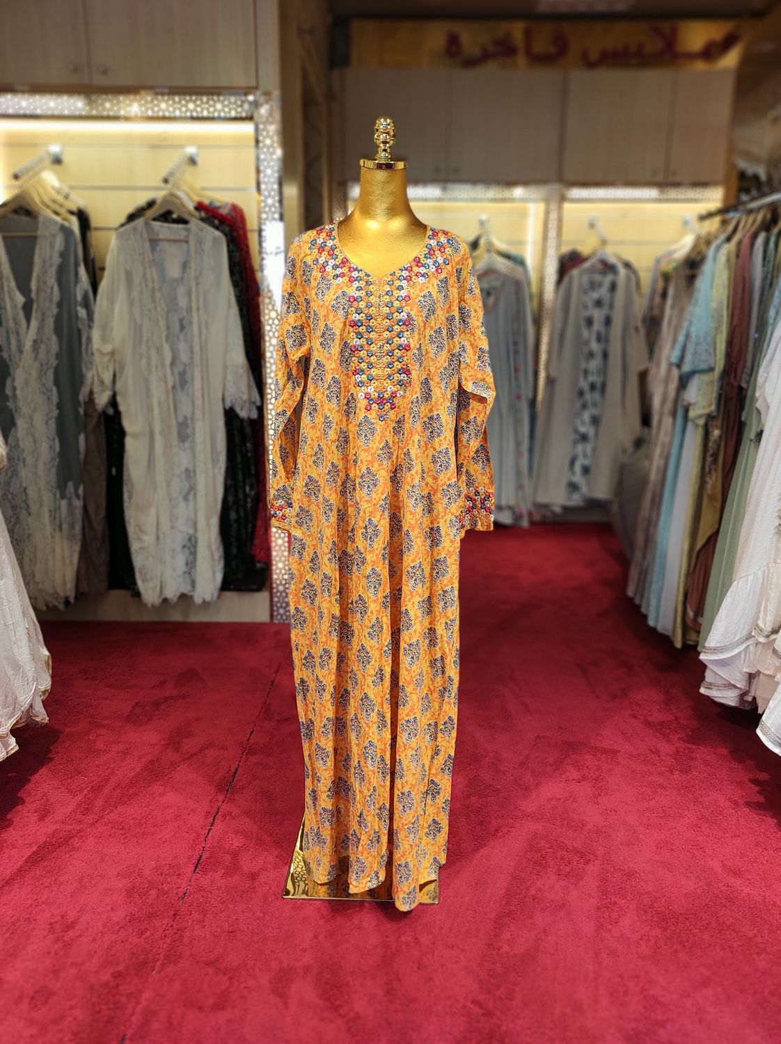 L/XL Special Multi Printed Cotton Dress 57" Long Jalabiya