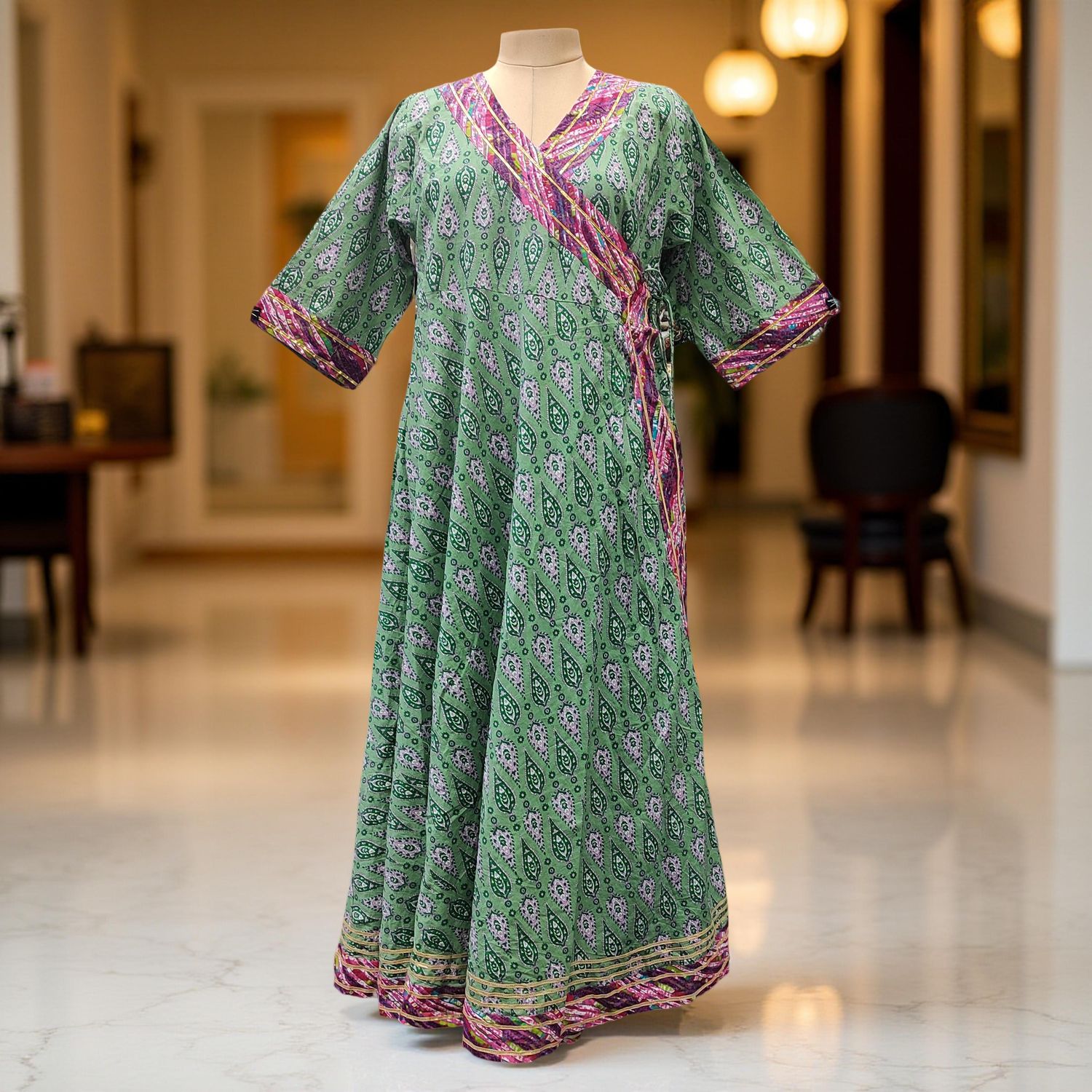 6-7 Year Priam Printed Cotton Girls Dress 38" Long Jalabiya