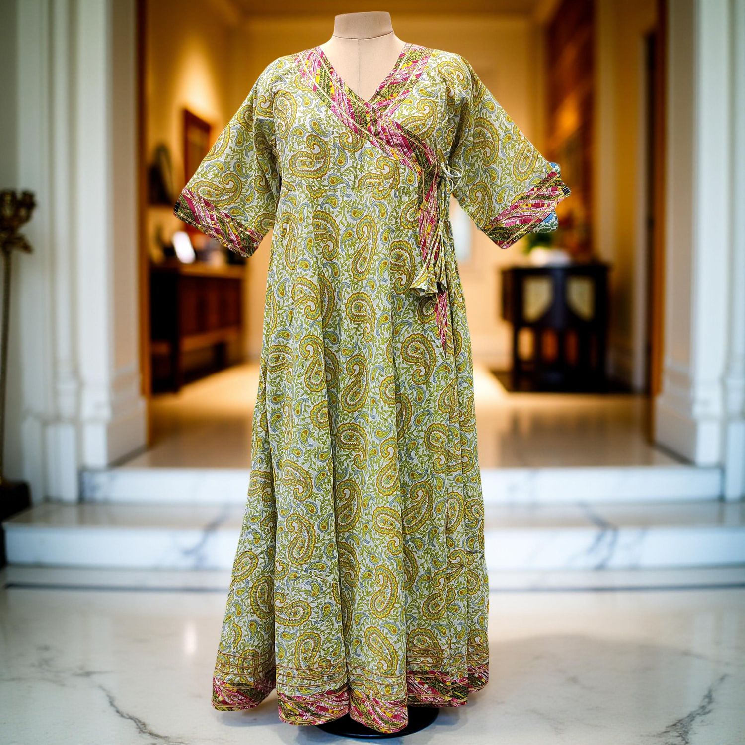 L/XL Priam Printed Cotton Dress 57" Long Jalabiya