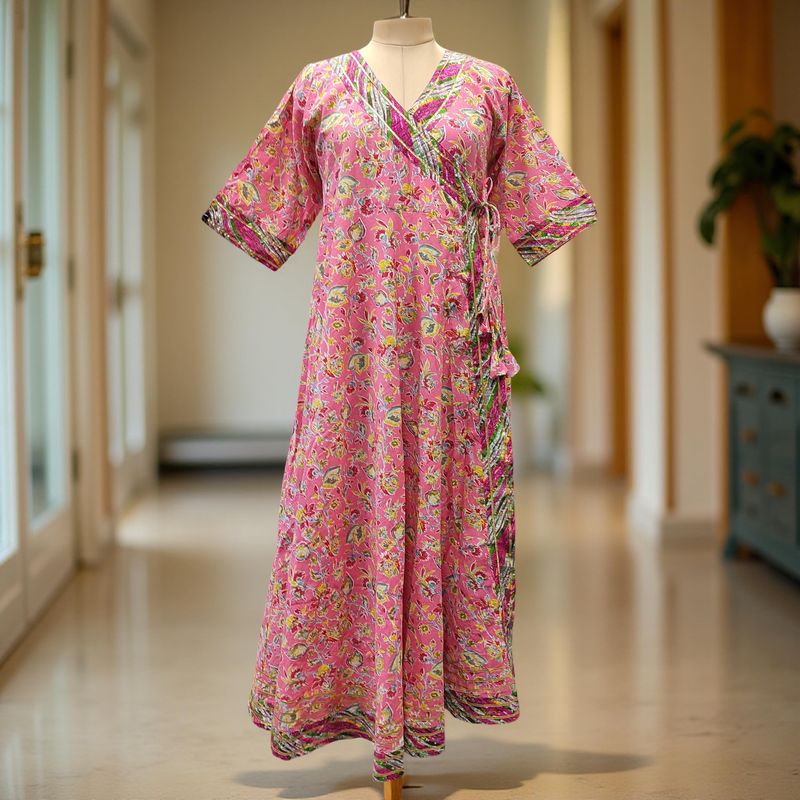 L/XL Priam Printed Cotton Dress 57" Long Jalabiya