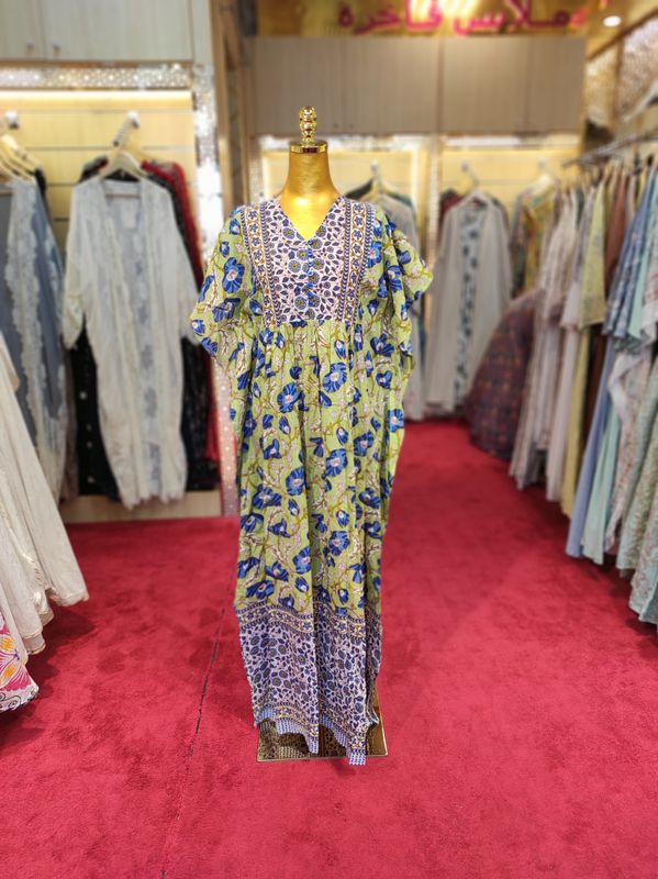 Free Size Cotton Farasha Kaftan 57" Long Jalabiya