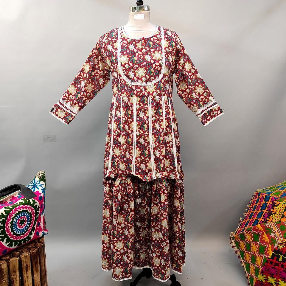 XS/S Habika Printed Cotton Dress 54" Long Jalabiya