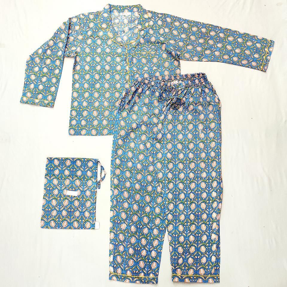 XL Cotton Full Sleeves Pajamas Set