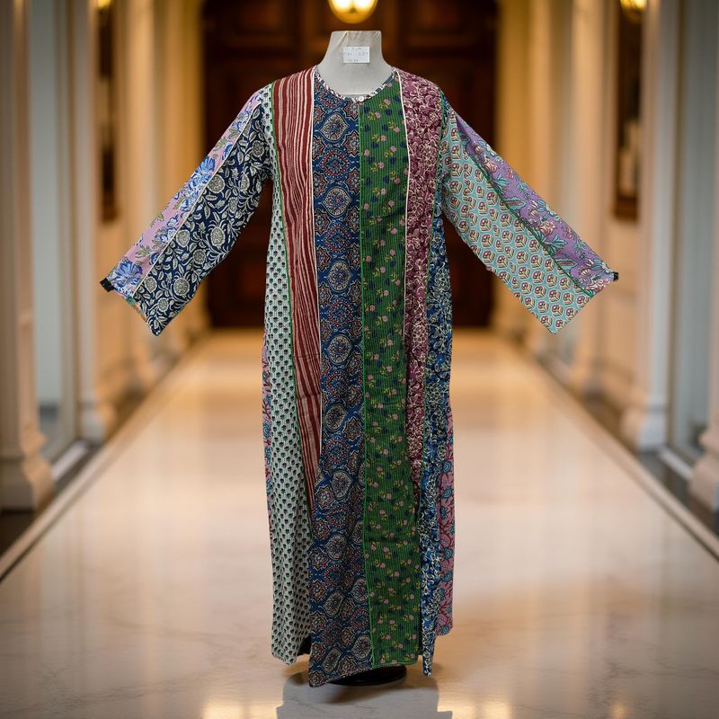 S/M Malaysia Printed Cotton Dress 57" Long Jalabiya