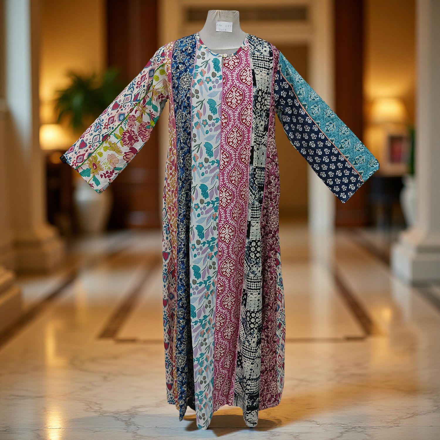 S/M Malaysia Printed Cotton Dress 57" Long Jalabiya