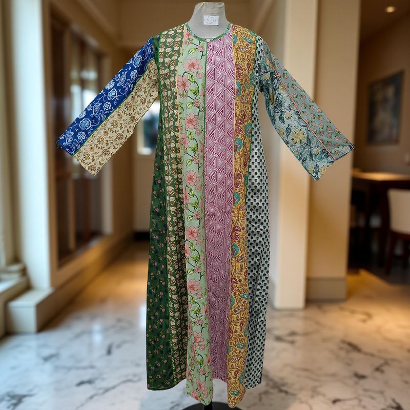 S/M Malaysia Printed Cotton Dress 57" Long Jalabiya