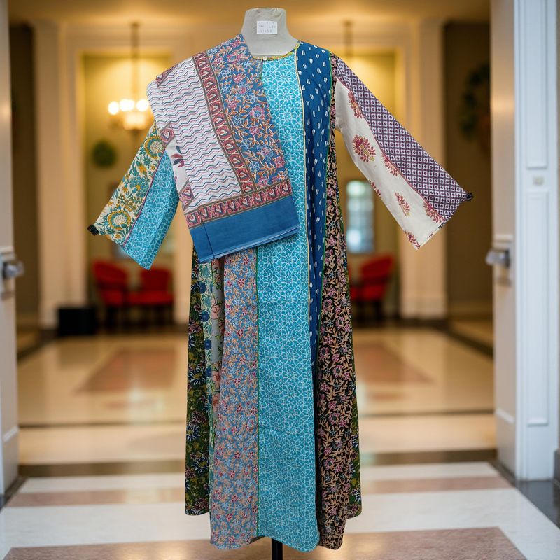 S/M Malaysia Printed Cotton Dress 57" Long Jalabiya With Sheila