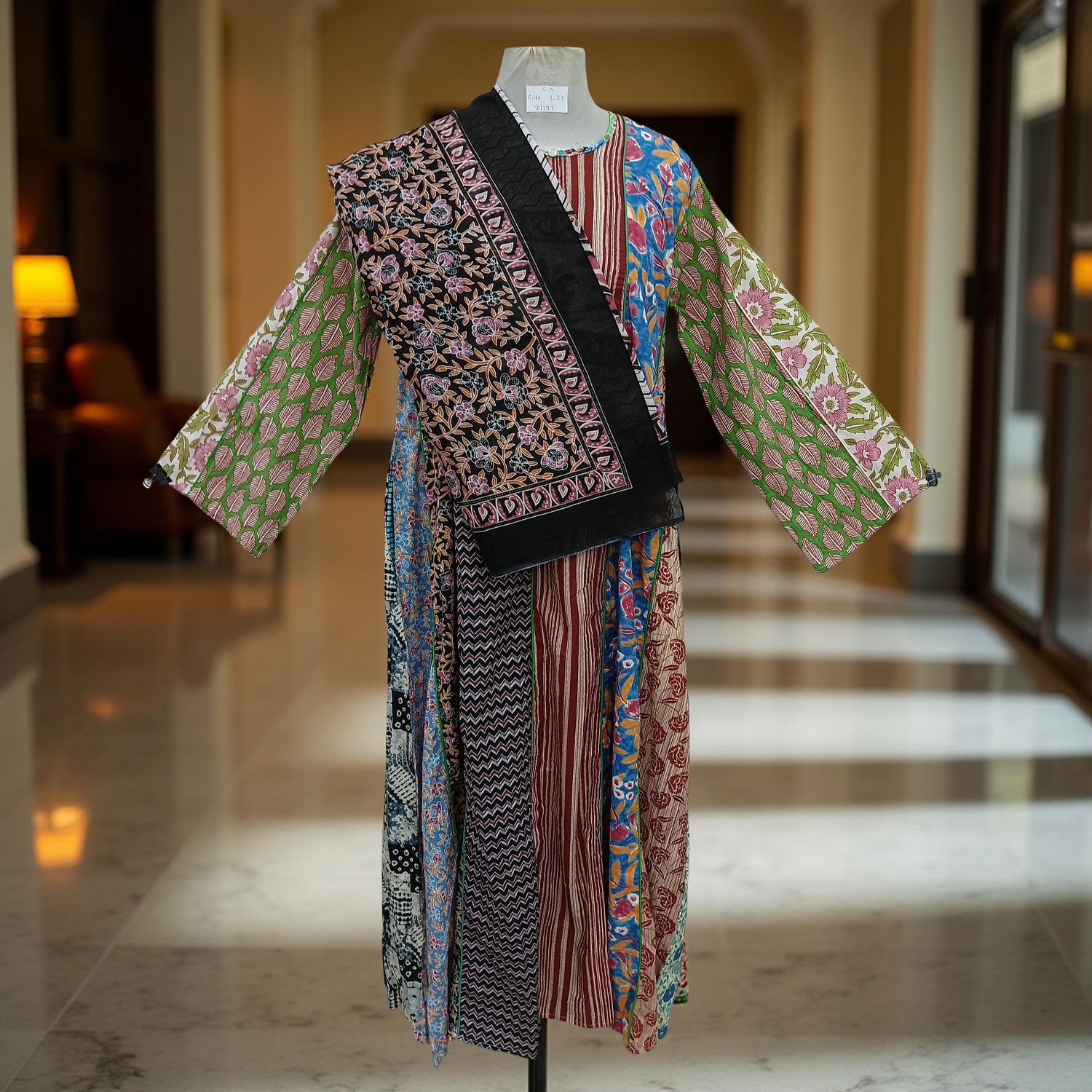 S/M Malaysia Printed Cotton Dress 57" Long Jalabiya With Sheila