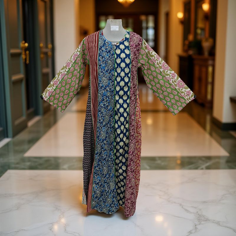 S/M Malaysia Printed Cotton Dress 57" Long Jalabiya