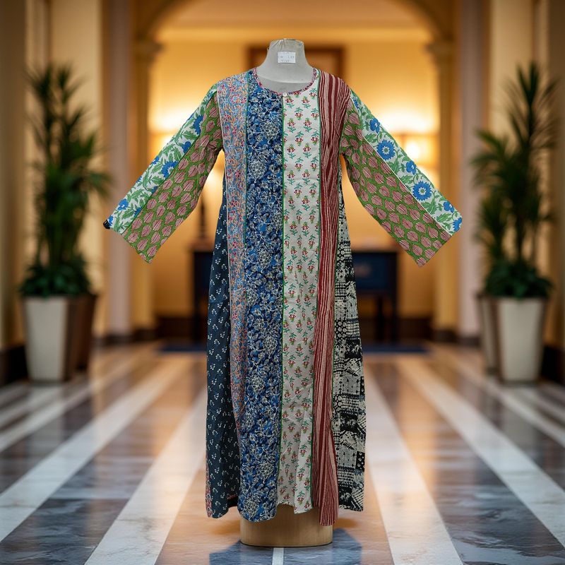 S/M Malaysia Printed Cotton Dress 57" Long Jalabiya