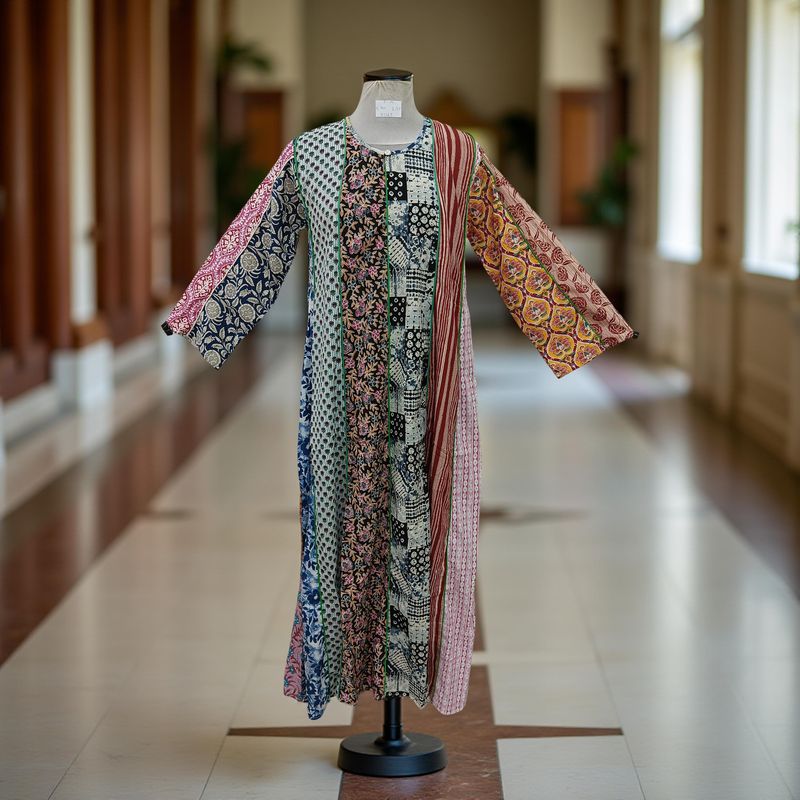 S/M Malaysia Printed Cotton Dress 57" Long Jalabiya