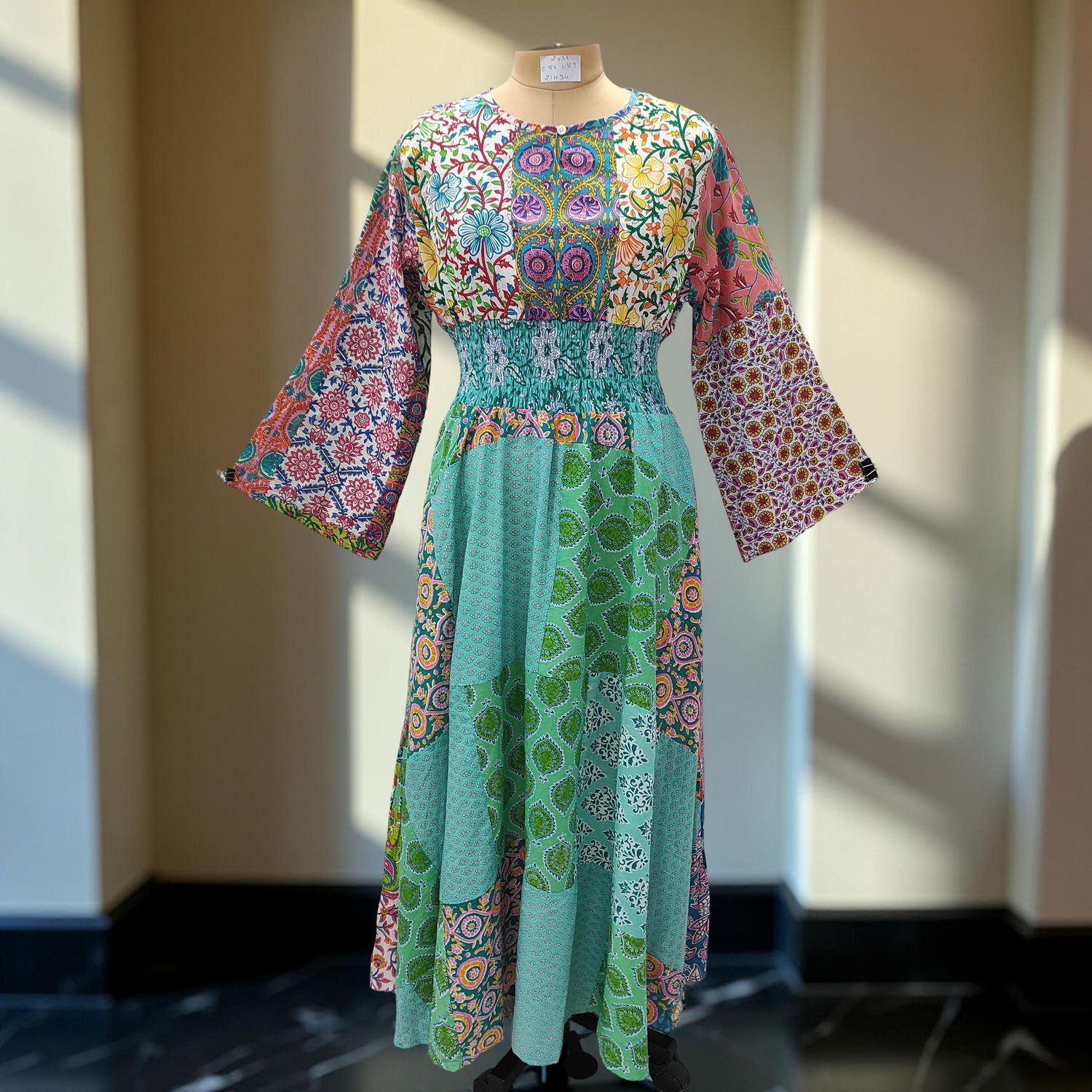 2XL/3XL Musira Printed Cotton Dress 57" Long Jalabiya