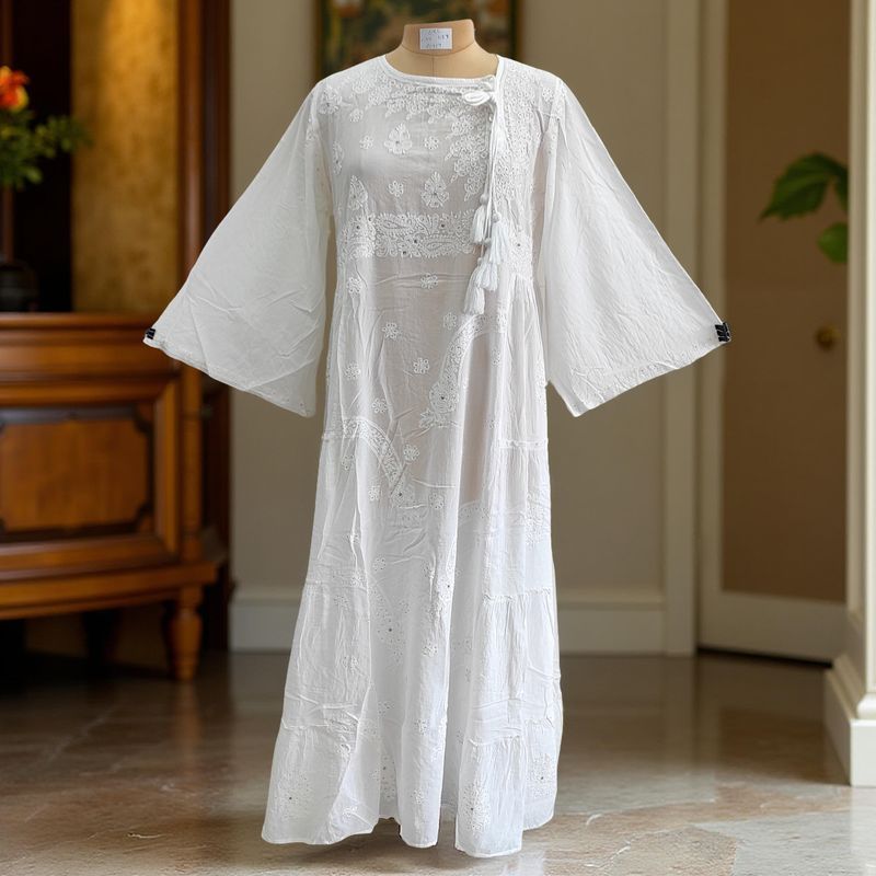 L/XL Cindrella embroidery Cotton Dress 57" Long Jalabiya