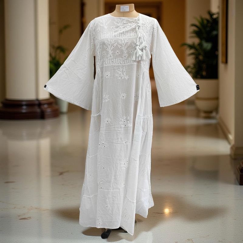 L/XL Cindrella embroidery Cotton Dress 57" Long Jalabiya