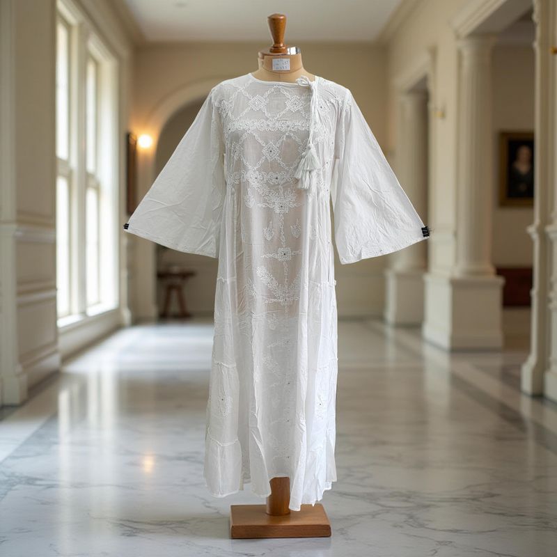 L/XL Cindrella embroidery Cotton Dress 57" Long Jalabiya