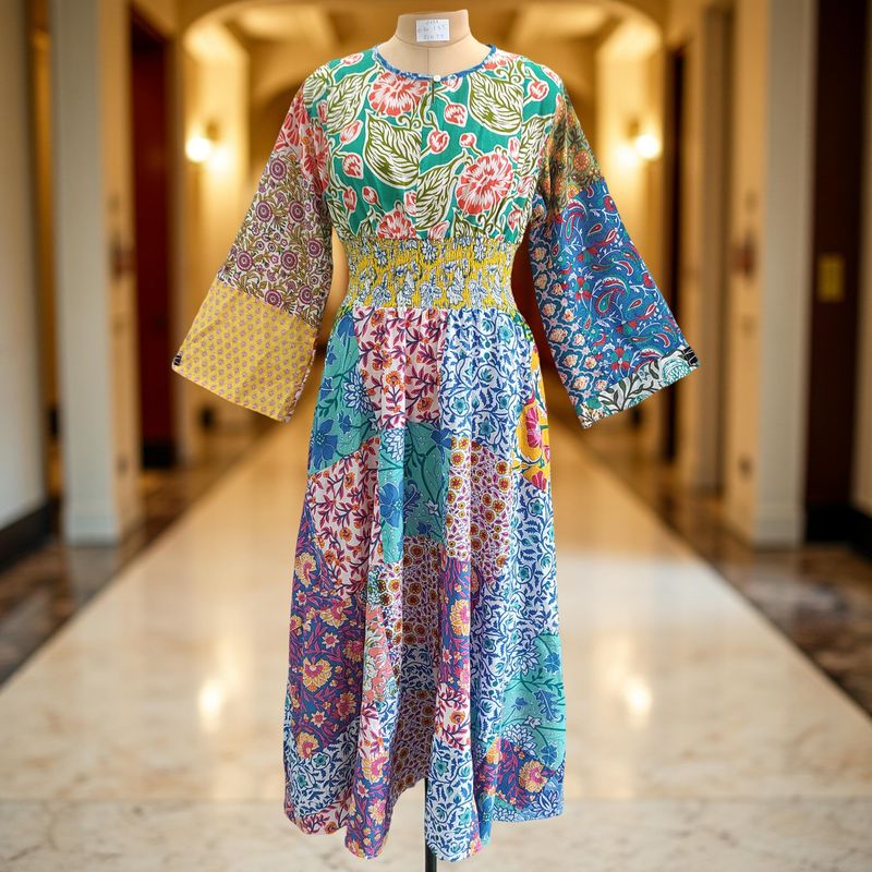 2XL/3XL Musira Printed Cotton Dress 57" Long Jalabiya