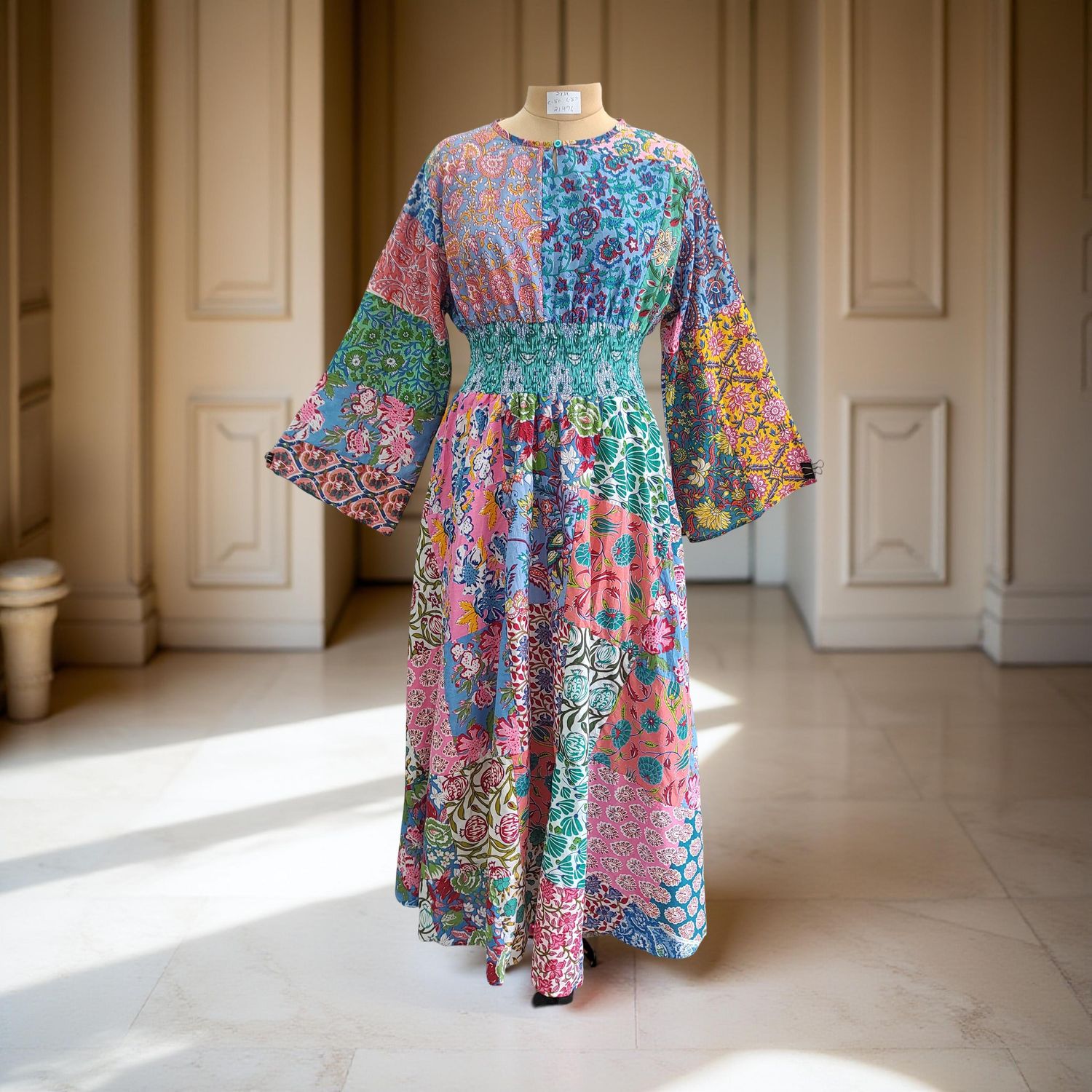 2XL/3XL Musira Printed Cotton Dress 57" Long Jalabiya