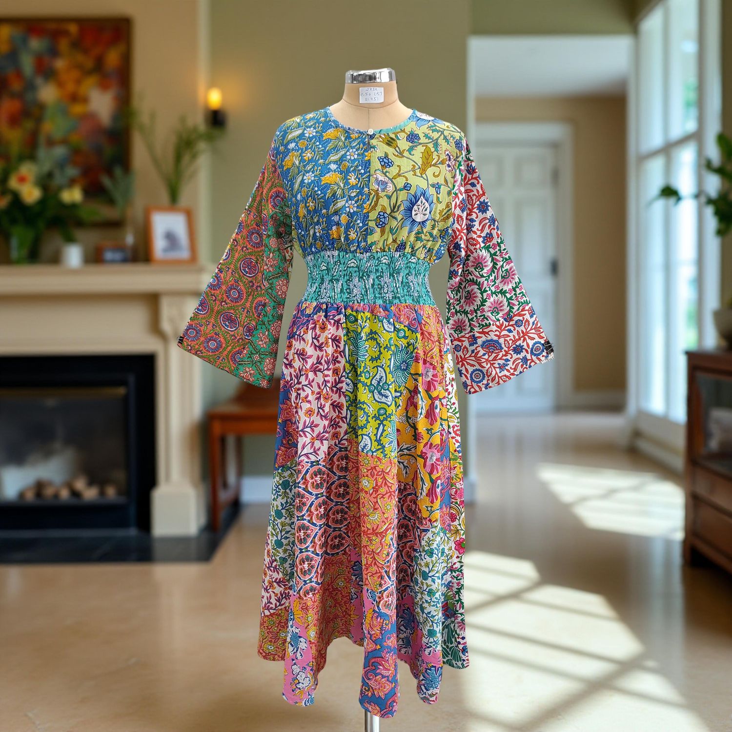 2XL/3XL Musira Printed Cotton Dress 57" Long Jalabiya