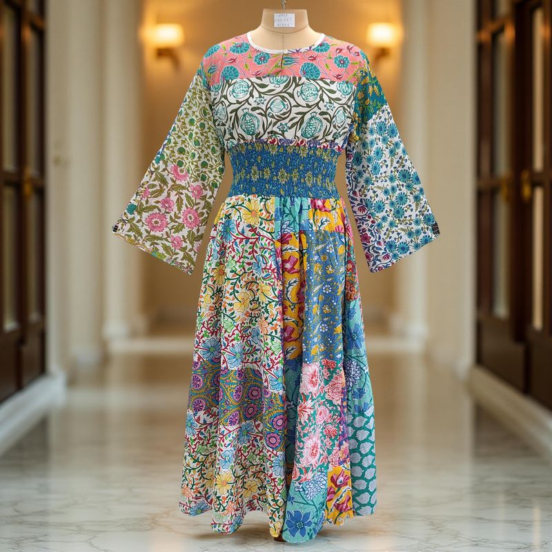 2XL/3XL Musira Printed Cotton Dress 57" Long Jalabiya