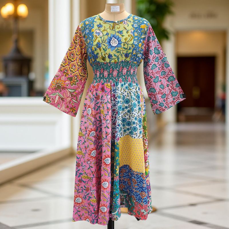 2XL/3XL Musira Printed Cotton Dress 57" Long Jalabiya