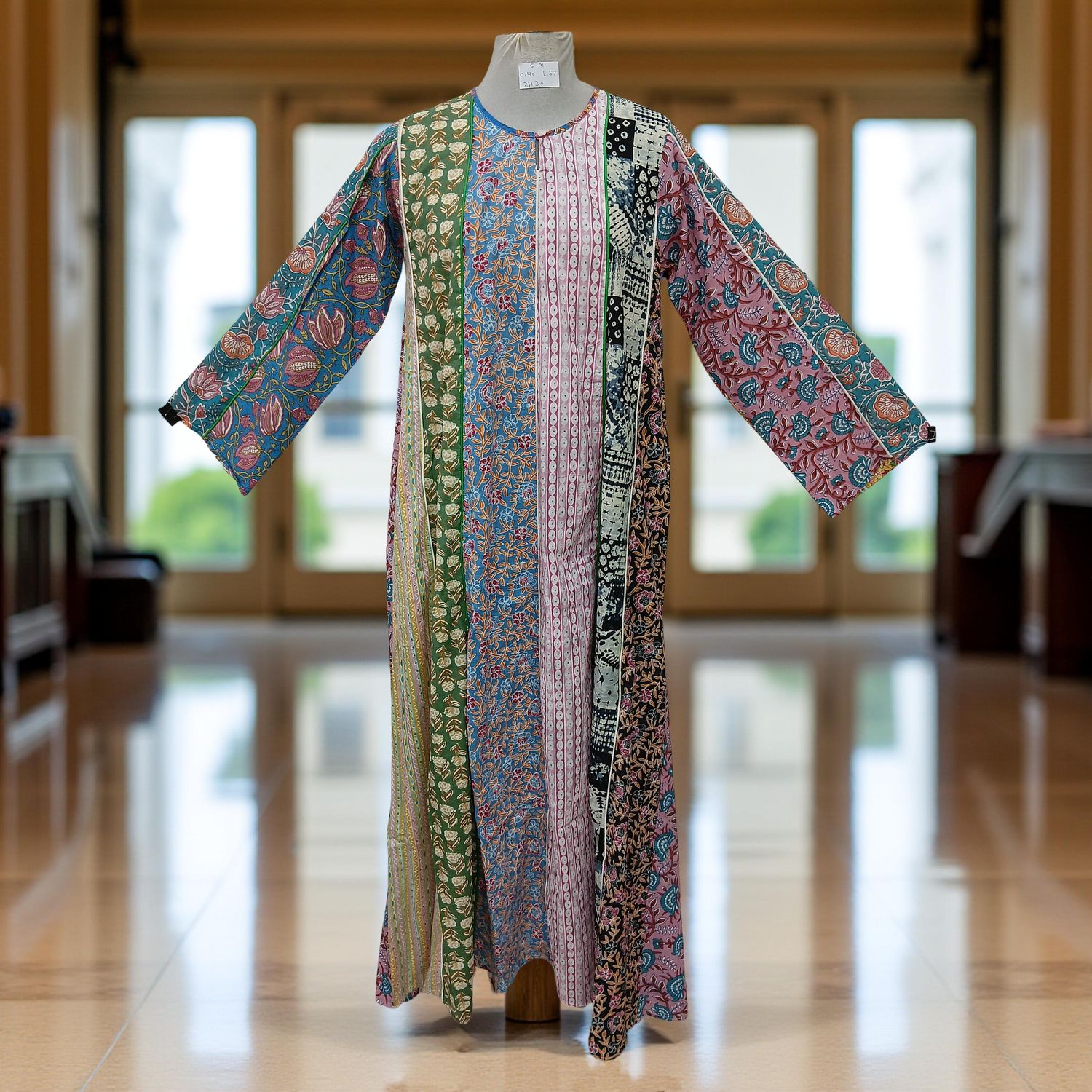 S/M Malaysia Printed Cotton Dress 57" Long Jalabiya