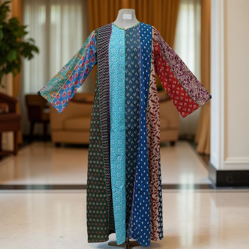 S/M Malaysia Printed Cotton Dress 57" Long Jalabiya