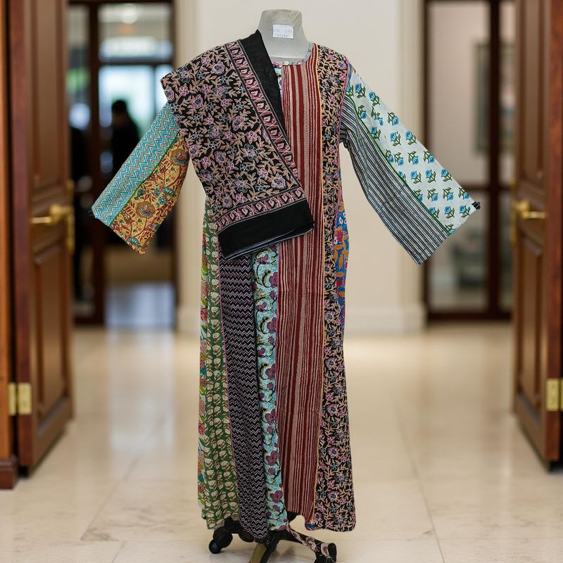 S/M Malaysia Printed Cotton Dress 57" Long Jalabiya With Sheila