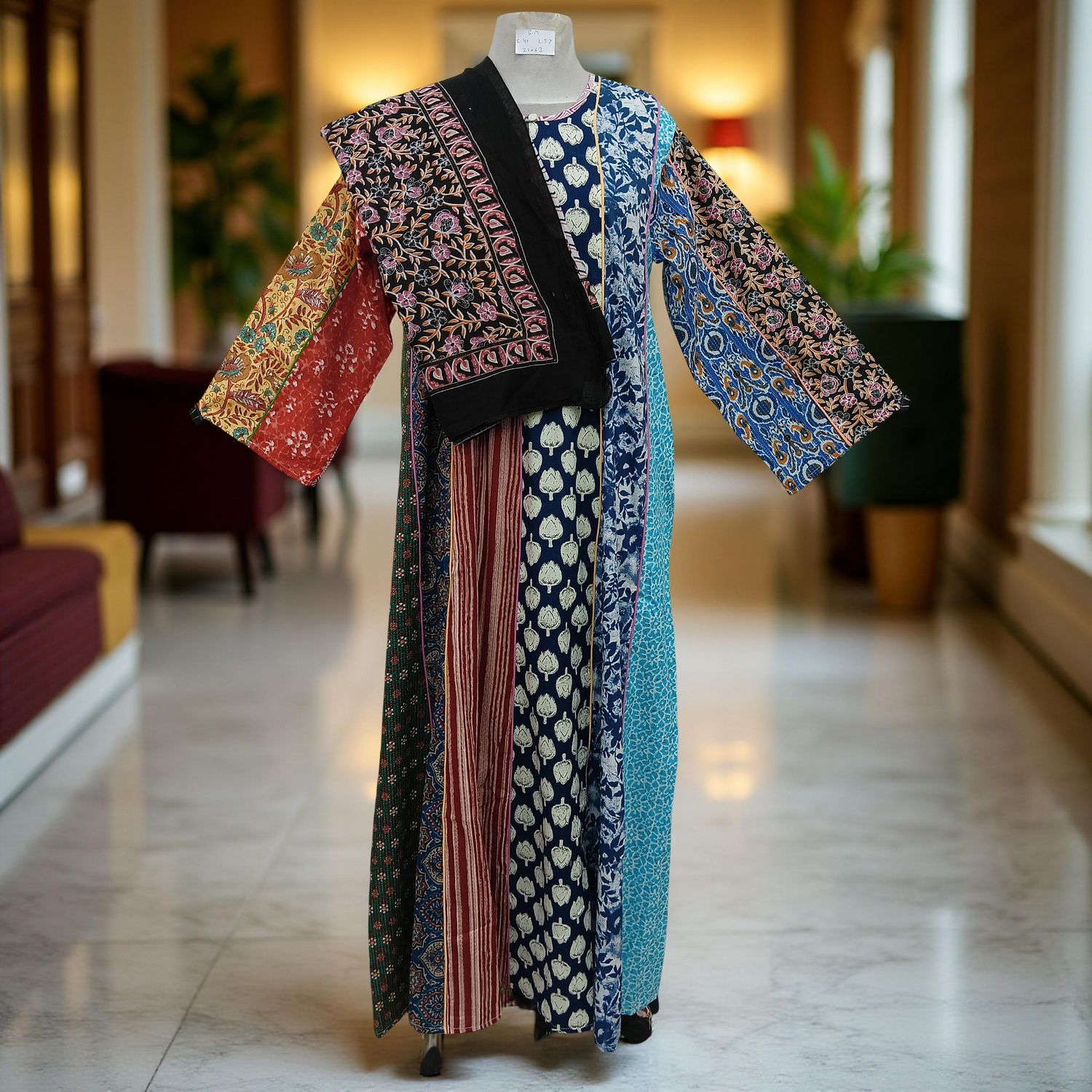 S/M Malaysia Printed Cotton Dress 57" Long Jalabiya With Sheila