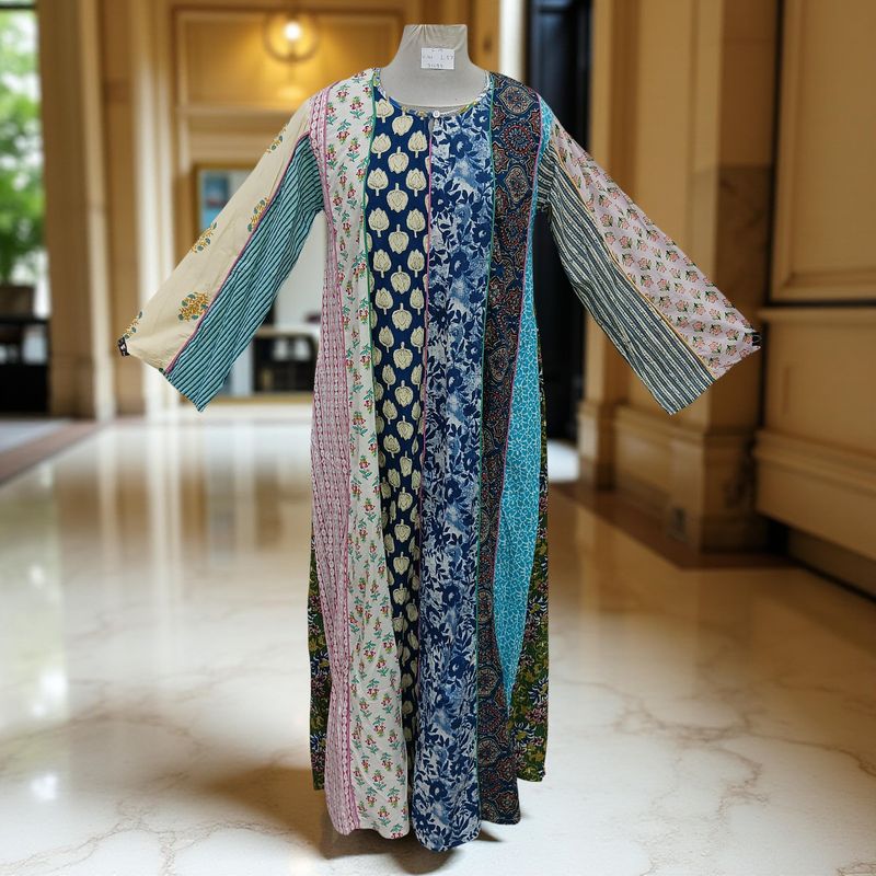 S/M Malaysia Printed Cotton Dress 57" Long Jalabiya