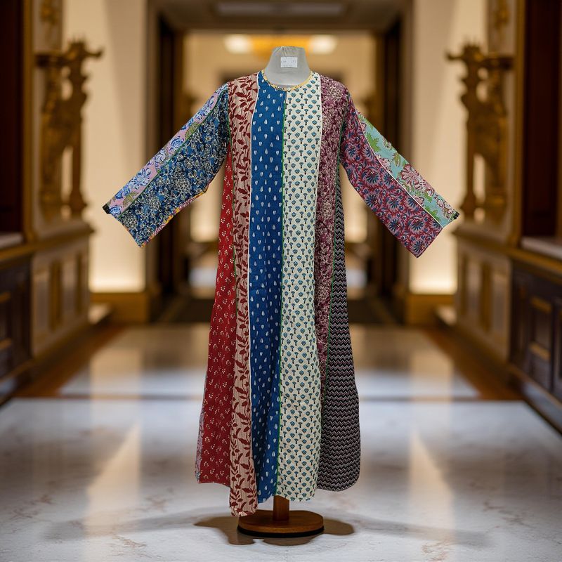 S/M Malaysia Printed Cotton Dress 57" Long Jalabiya