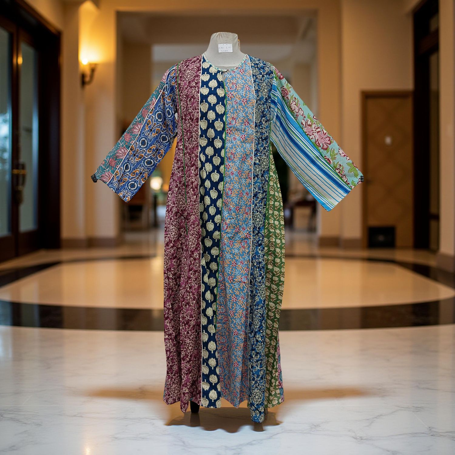 S/M Malaysia Printed Cotton Dress 57" Long Jalabiya