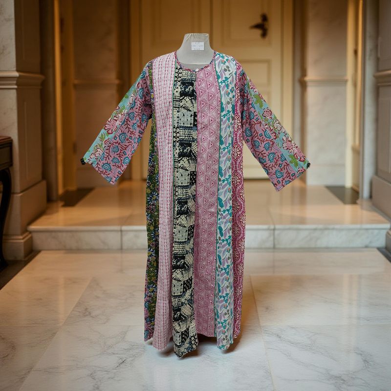 S/M Malaysia Printed Cotton Dress 57" Long Jalabiya