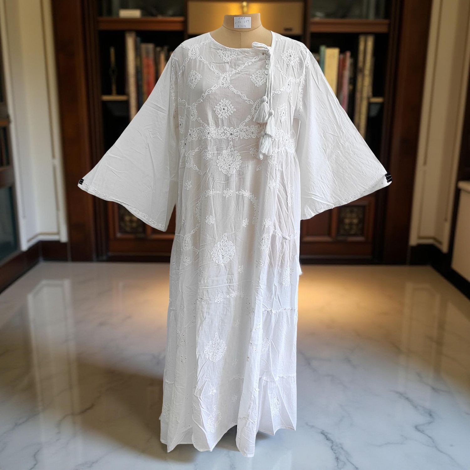 2XL/3XL Cindrella Embroidery Cotton Dress 57" Long Jalabiya