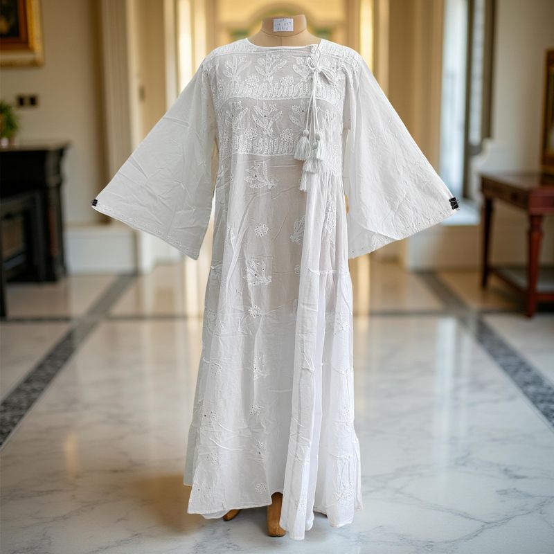 L/XL Cindrella embroidery Cotton Dress 57" Long Jalabiya