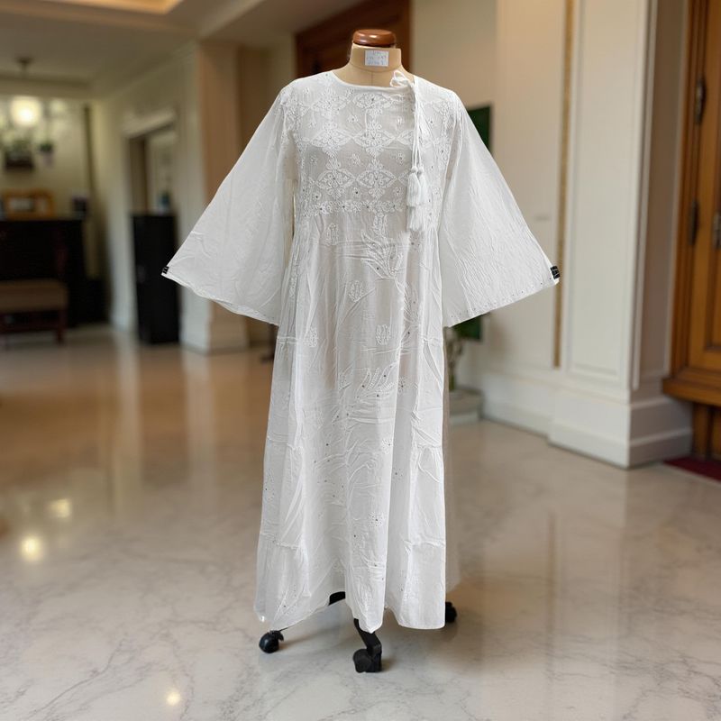 L/XL Cindrella embroidery Cotton Dress 57" Long Jalabiya