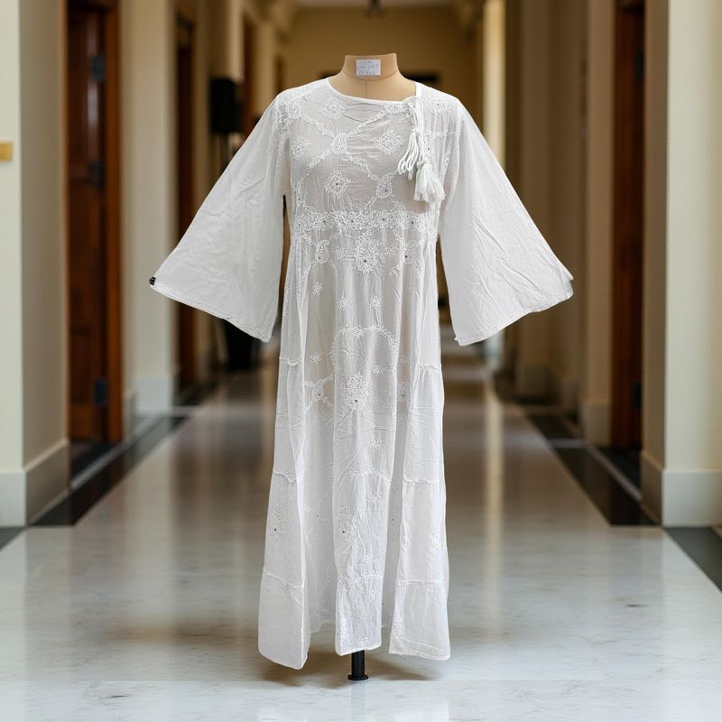 L/XL Cindrella embroidery Cotton Dress 57" Long Jalabiya