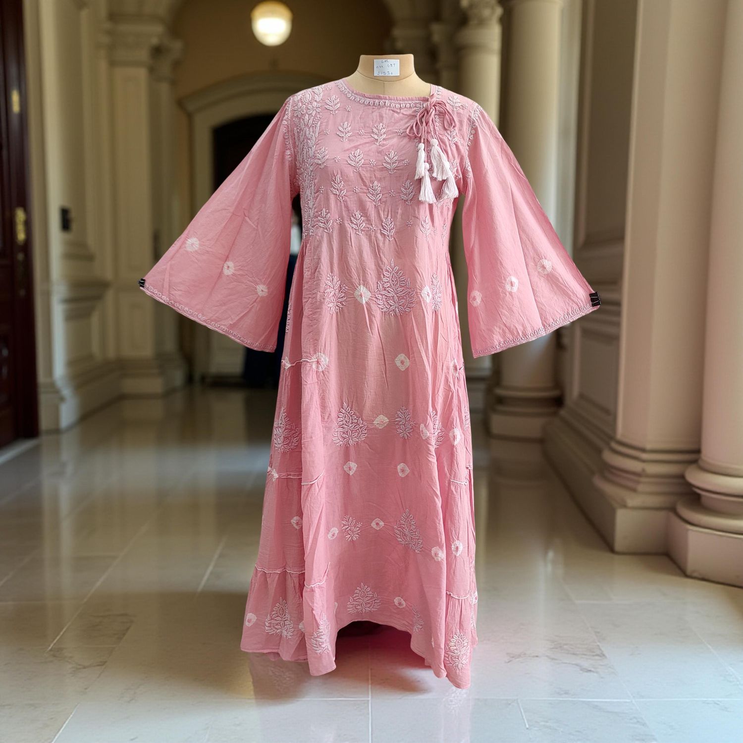 L/XL Cindrella embroidery Cotton Dress 57" Long Jalabiya