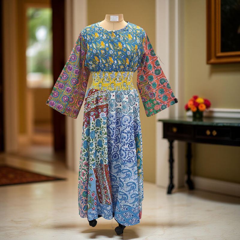 2XL/3XL Musira Printed Cotton Dress 57" Long Jalabiya