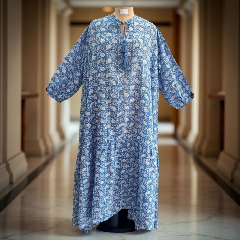 Free Size Special Printed Cotton Dress 57" Long Jalabiya