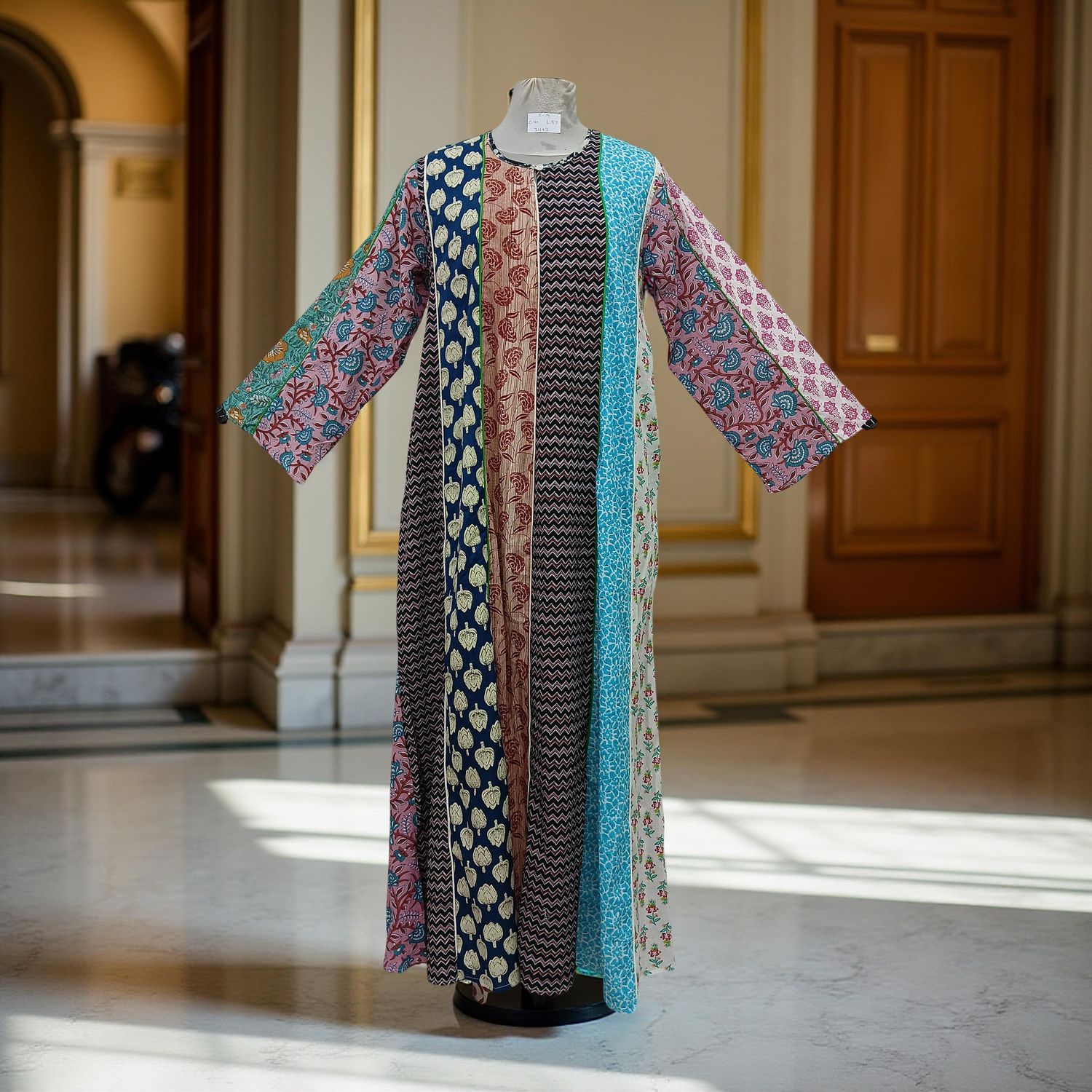 S/M Malaysia Printed Cotton Dress 57" Long Jalabiya