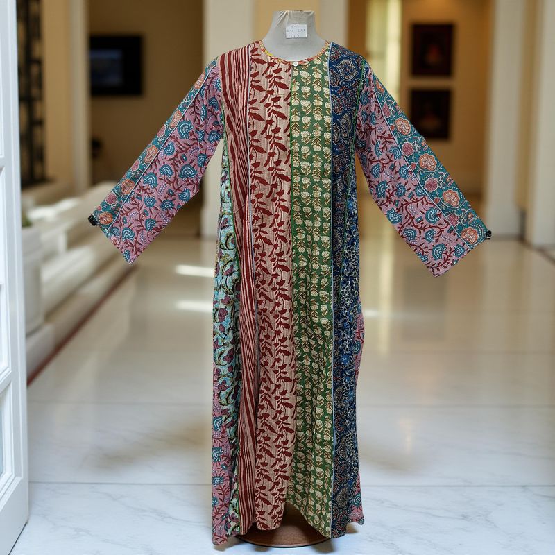 S/M Malaysia Printed Cotton Dress 57" Long Jalabiya