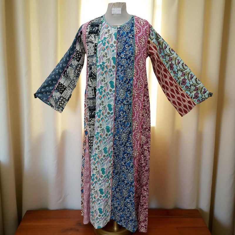 S/M Malaysia Printed Cotton Dress 57" Long Jalabiya