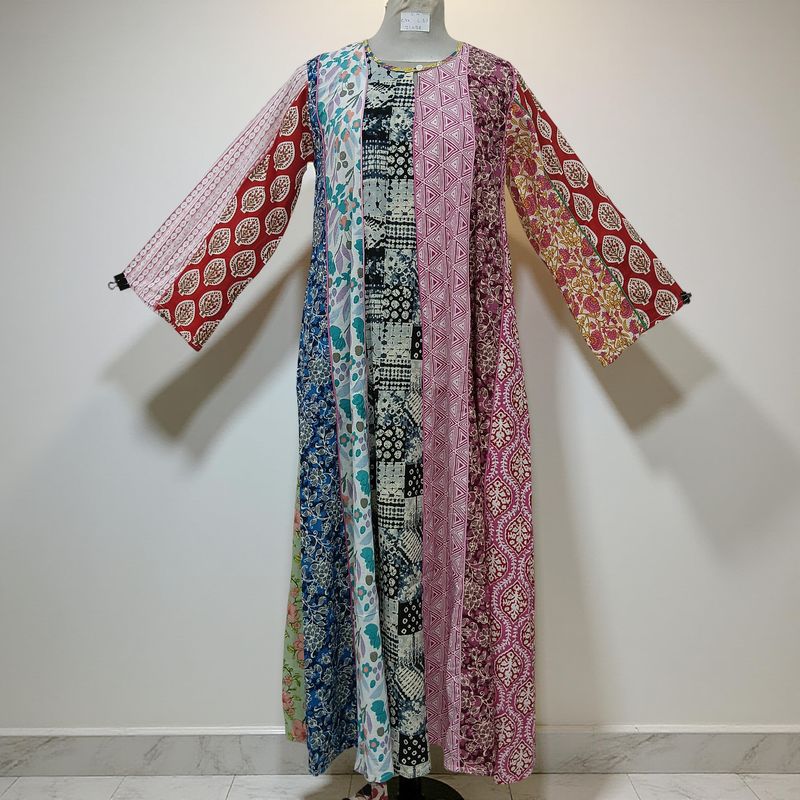 S/M Malaysia Printed Cotton Dress 57" Long Jalabiya