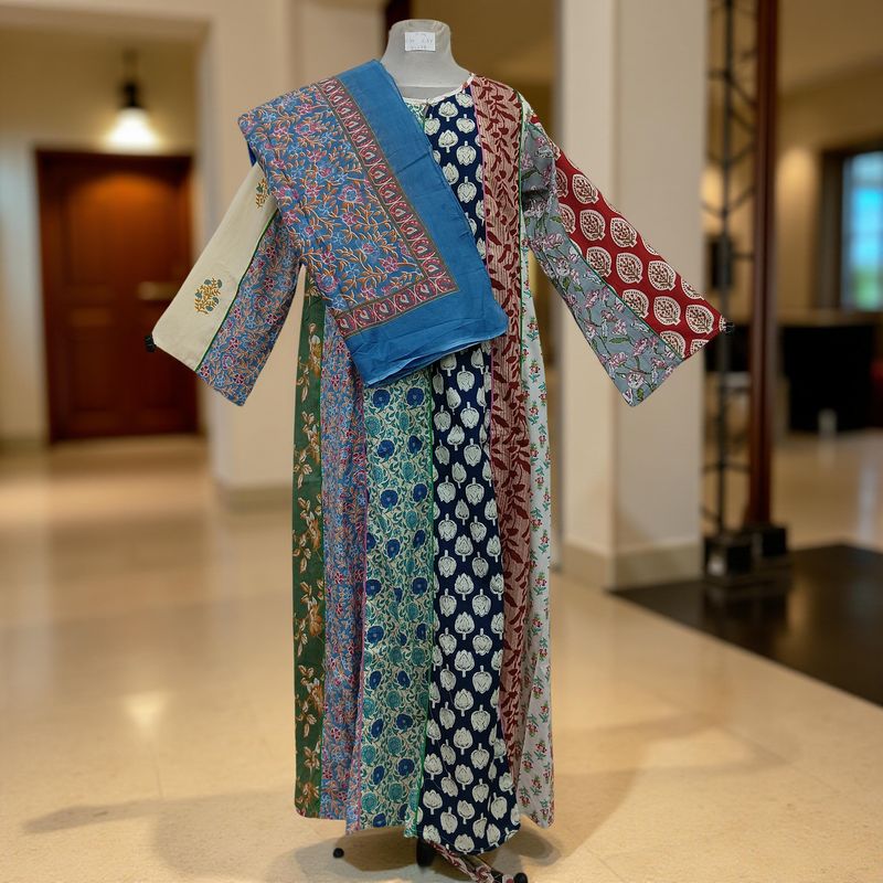 S/M Malaysia Printed Cotton Dress 57" Long Jalabiya With Sheila