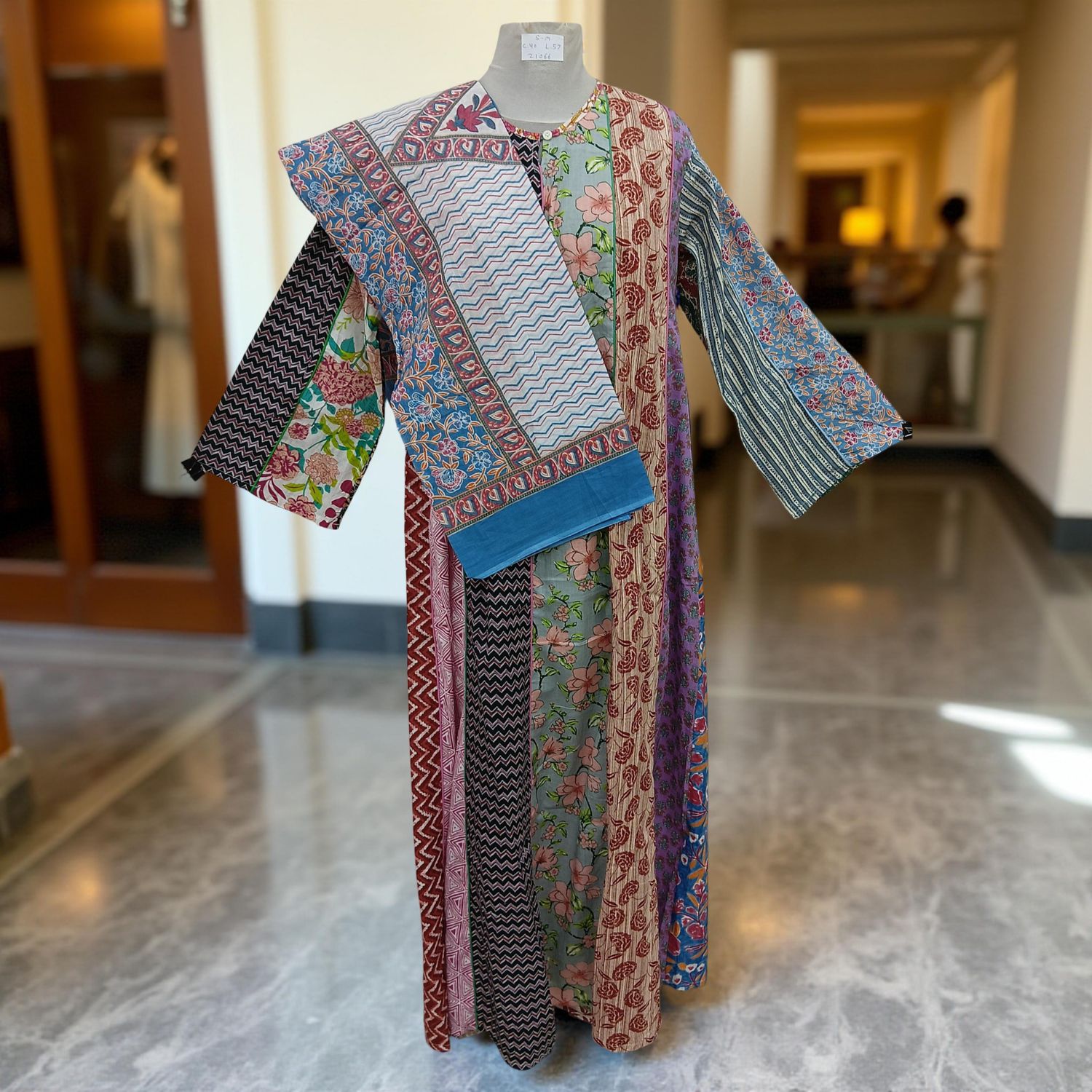 S/M Malaysia Printed Cotton Dress 57" Long Jalabiya With Sheila