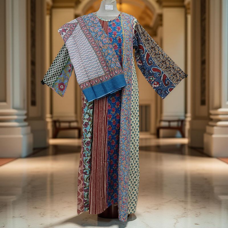 S/M Malaysia Printed Cotton Dress 57" Long Jalabiya With Sheila